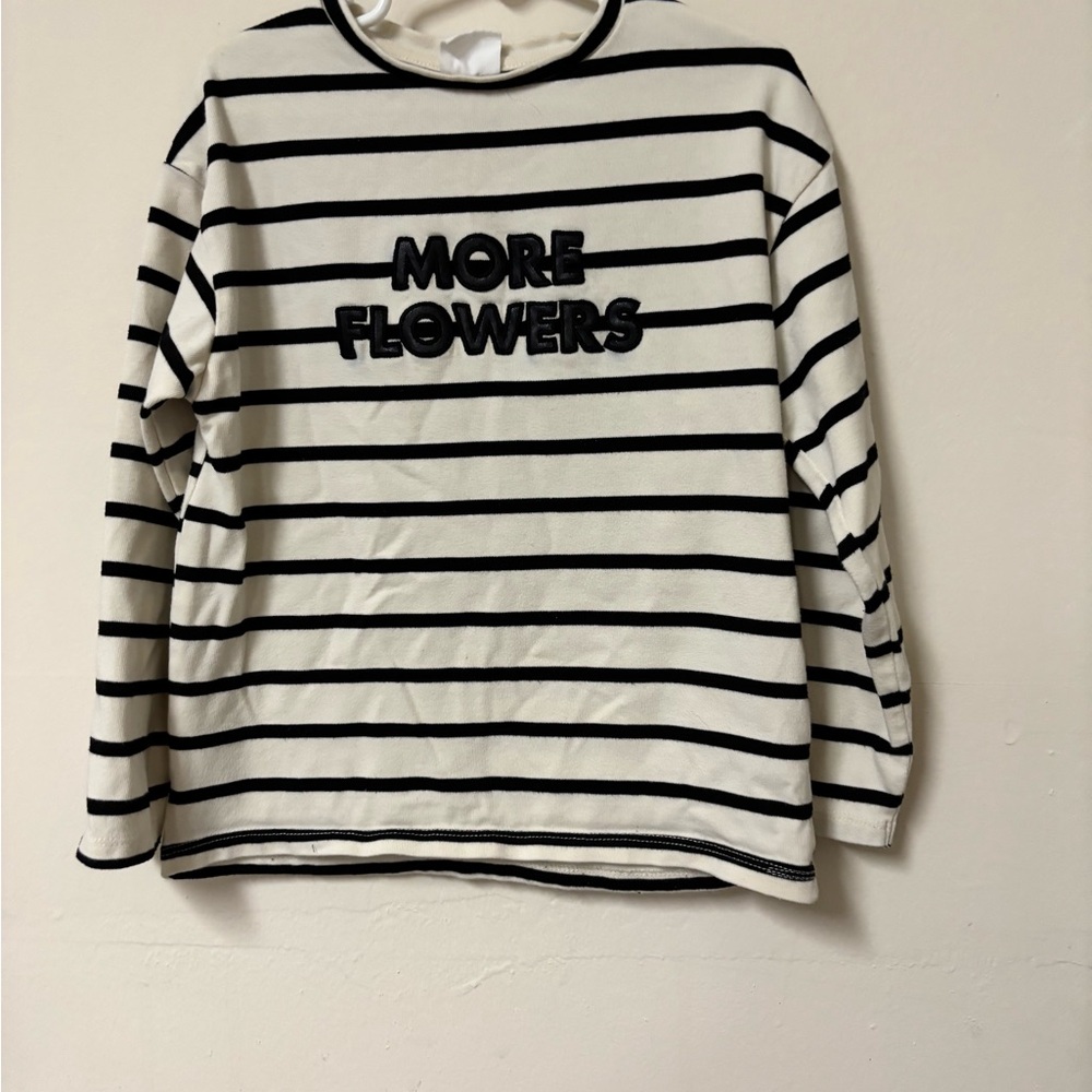 Zara Kids Striped Long Sleeve Tee - Black and White